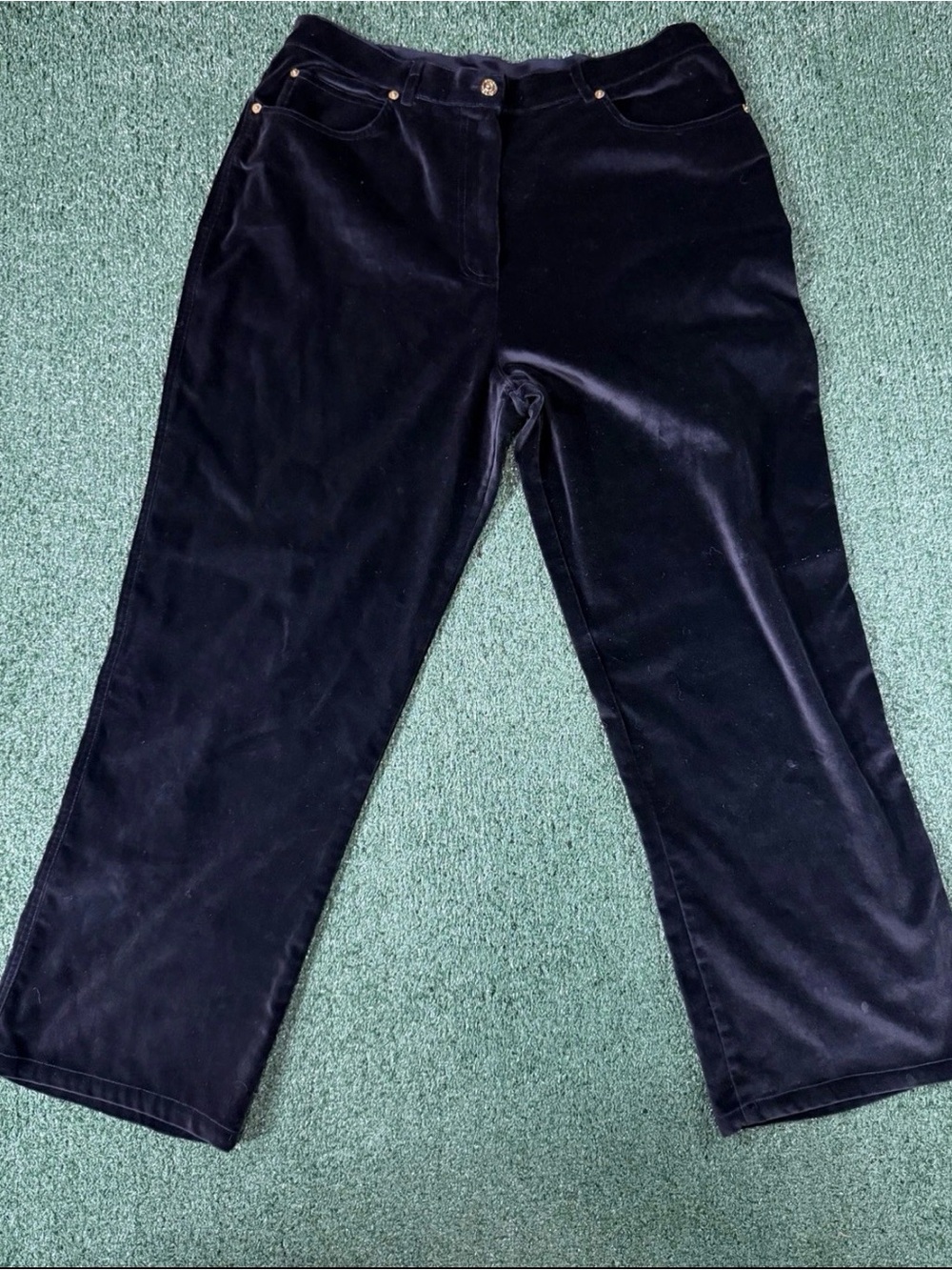 St. John Sport Pants Black Velvet/Velour No Size Tag Marie Gray Gold Tag